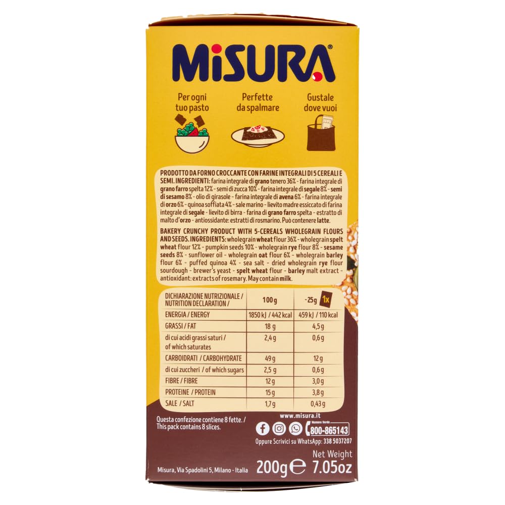 Italian Gourmet Multicereali Croccanti Knusperbrot Samen Quinoa 10 x 200g | Sfoglie leggere ai semi di zucca e sesamo; ballaststoffreich, knusprig, Gesamtnettogewicht 2 kg + Kostenlos Polpa 400g