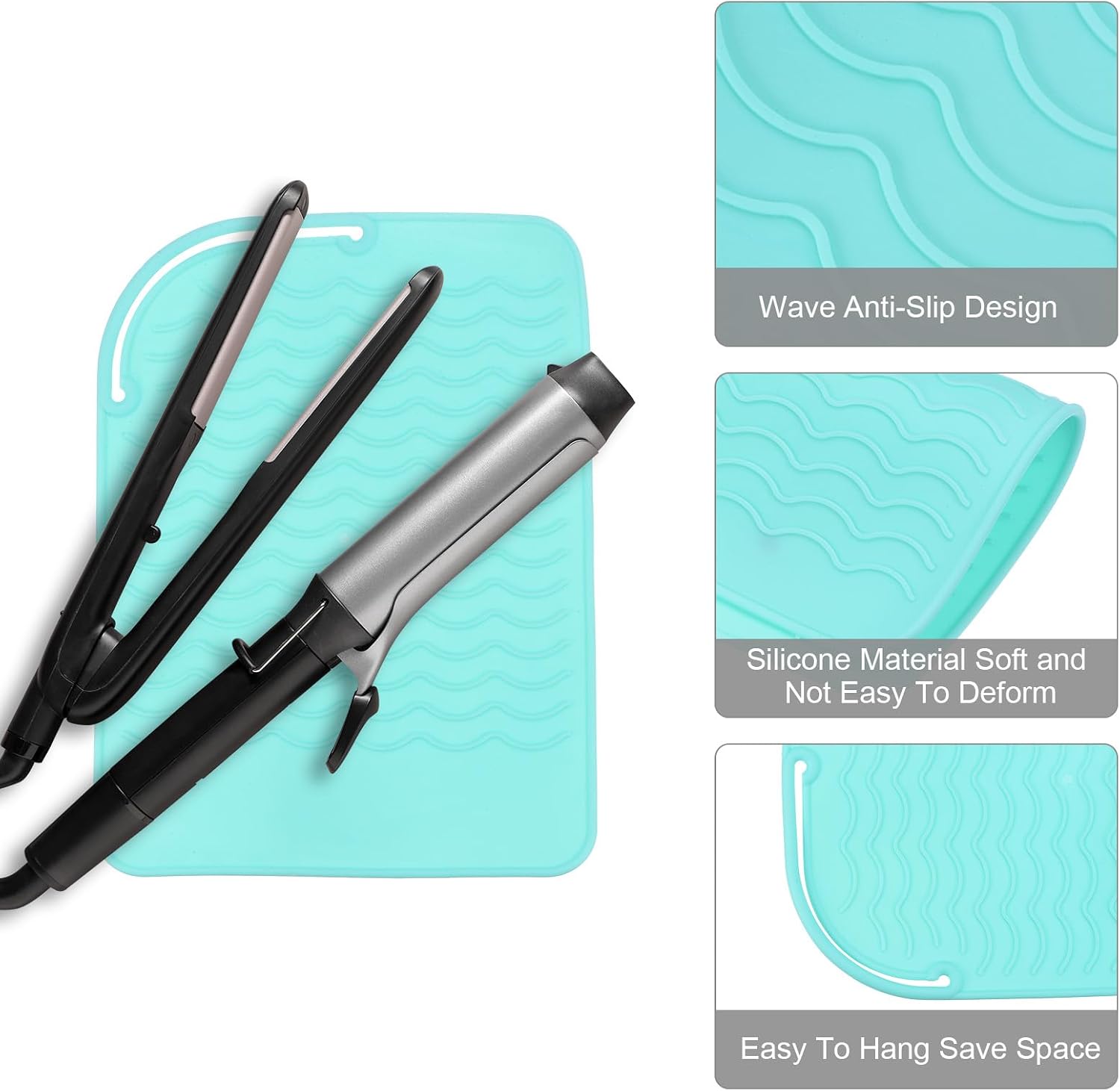 HARFINGTON Silicone Iron Hair Curling Pad, Multipurpose Iron Hot Resistant Mat Hair Curling Plate for Hair Straightener, Hair Rollers and Hair Styling Tools, Green