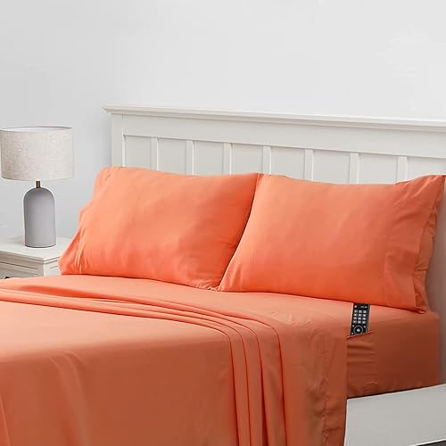 YNM Juego de sábanas de microfibra de alta calidad con dobladillo y práctico bolsillo lateral, incluye sábana encimera, sábana bajera y 2 fundas de