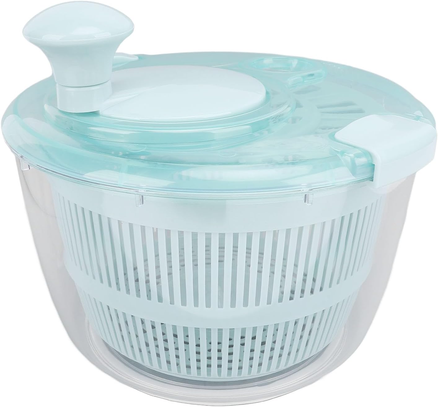 Salad Spinner Lake Blue 5L, Manual Salad Washer Spinner, One Handed Vegetable Dryer Spinner with Non Slip Base, Large Capacity Salad Rotator for Lettuce Fruit Berries, Includes Fil