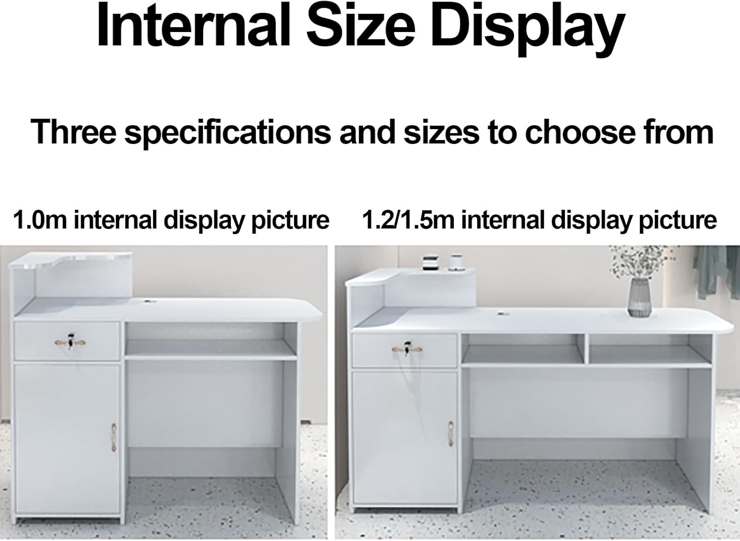 Reception Counter Desk, Checkout Counter, Stations Counter Table, Eception Counter Desk with Lockable Drawers, L-Shap Cashier, Cashier Cabinet, for Clothing Store, Company Front Desk, Coffee Shop (Co