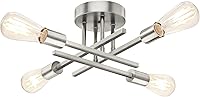 Vista 8 de Lámpara de techo semiempotrada de bronce, lámpara industrial Sputnik de 4 luces, lámpara de techo moderna de montaje empotrado para cocina