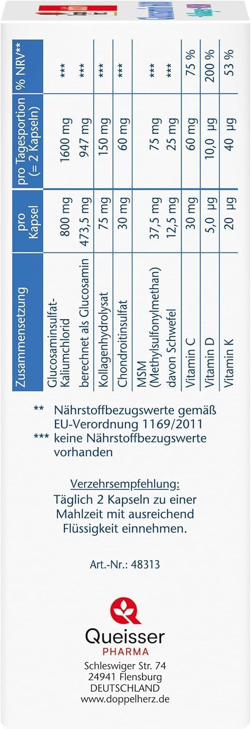 Doppelherz Glucosamin 1600 Kollagen MSM Vitamin C 1600 Mg Glucosaminsulfat-Kaliumchlorid 150 Mg Kollagenhydrolysat Als Tagesdosis 2 Kapseln - 100 Kapseln product thumbnail 4