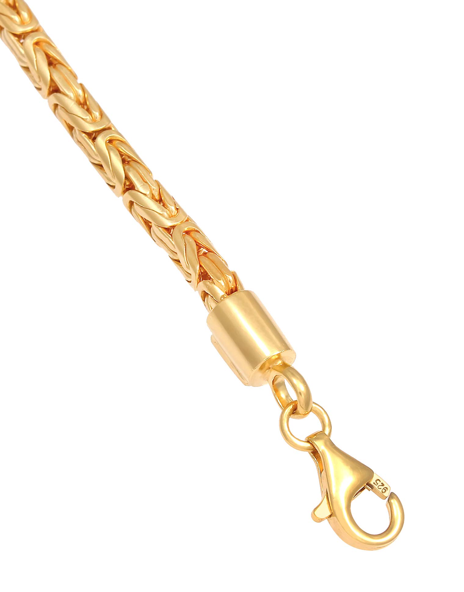 Kuzzoi Buddha 925 Silber Silber-Armband Königskette Herren 4 mm | massives 925 Sterling Silber vergoldet Herren-Armband golden mit Karabiner breit 19 g