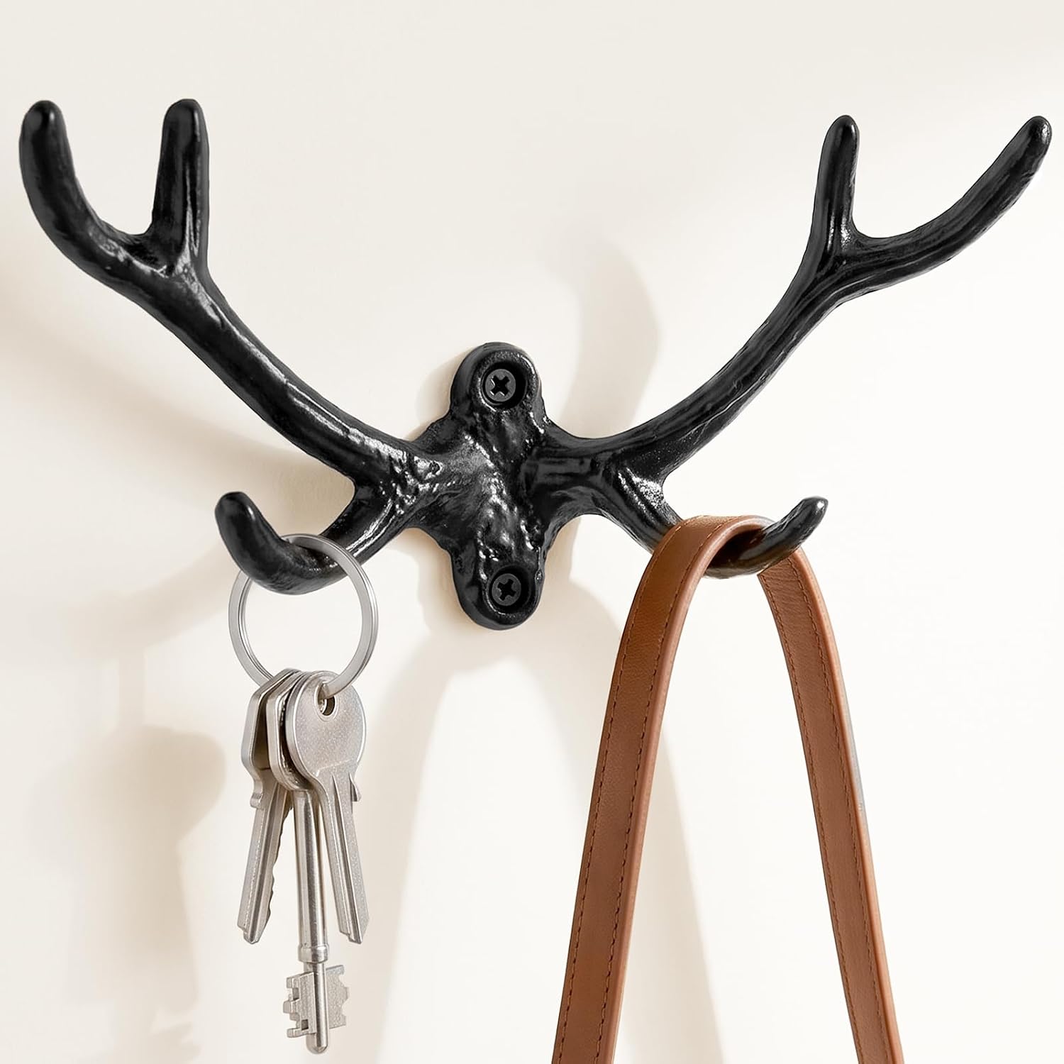 POZEAN Cast Iron Antler Hooks 1 Pack, Heavy Duty Wall Hook 50 lb Each