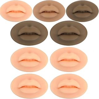 Tattoo Fake Lips 9 Pieces 5D Fake Lips, Silicone Lips for Makeup Practice, Soft Tattoo Practice Lips Model for Semi Permanent Make Up Supplies