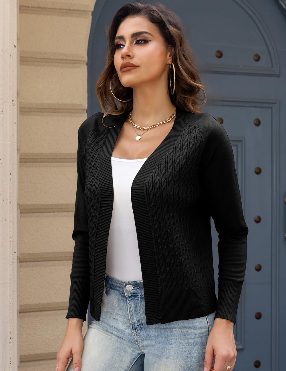 CPOKRTWSO Women's Cardigan Sweaters Lightweight Casual Long Sleeve Cable Knit Open Front Cardigans for Women Trendy(S-XL) - Image 4
