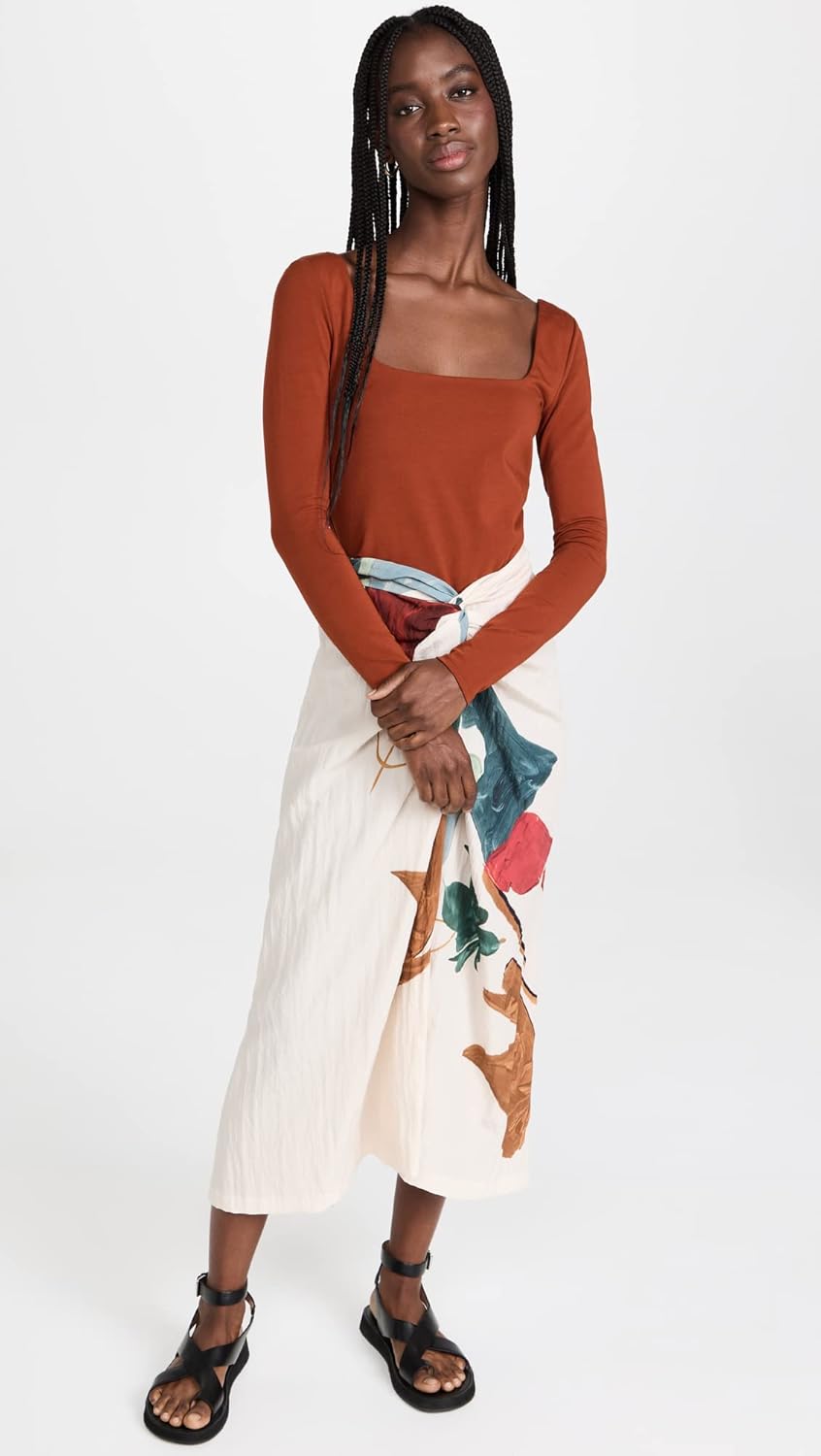 Vince Women's Painted Abstract Draped Knot Skirt