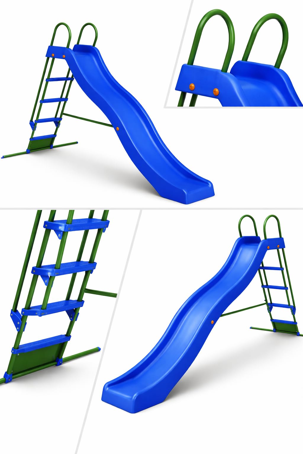 SCIVOLO da Giardino in Plastica per Bambini con Solida Struttura in Metallo 5 Gradini. Dimensioni 285 x 150 x 168 cm.