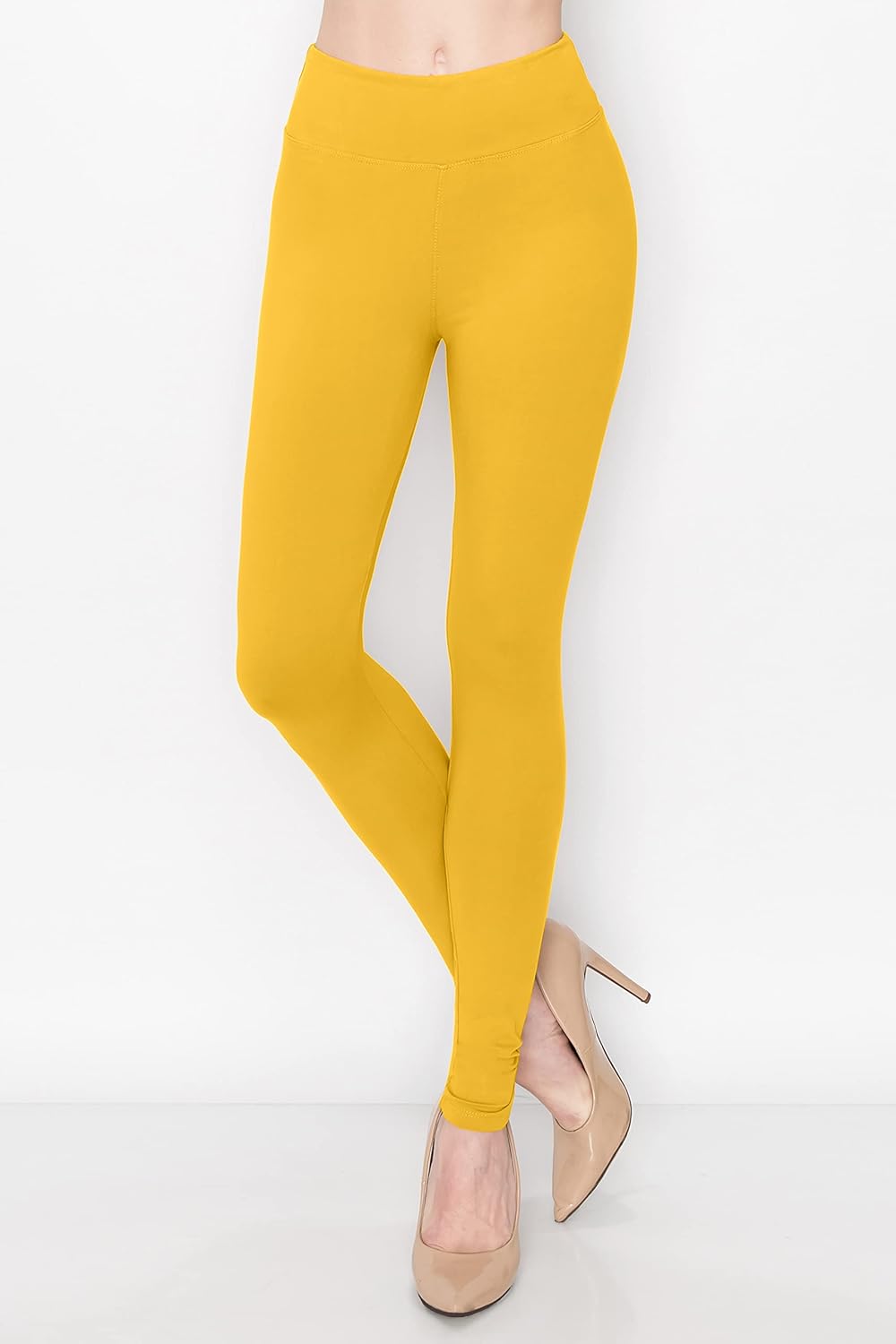ALWAYS Leggings Women High Waist - Premium Buttery Soft Yoga Workout Stretch Solid Pants Mustard Plus,Junior Plus Size (XL-2XL) - Image 4