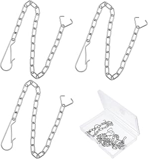 3Pcs Toilet Chain Hook Toilet Flapper Chain Parts Replacement 9.5“ Stainless Steel Toilets Handle Chains with Hook Ring Universal Toiletchain Bathroom Chains, Silver