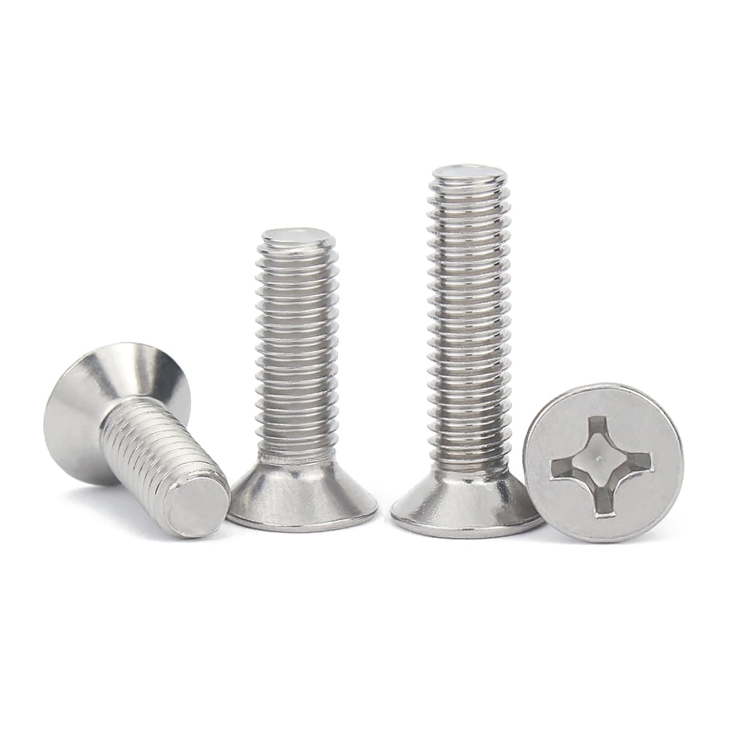 Flat Head Machine Bolts, 200 Pcs 304 Stainless Steel Cross Flat Countersunk Head Screw Bolts(2mm)