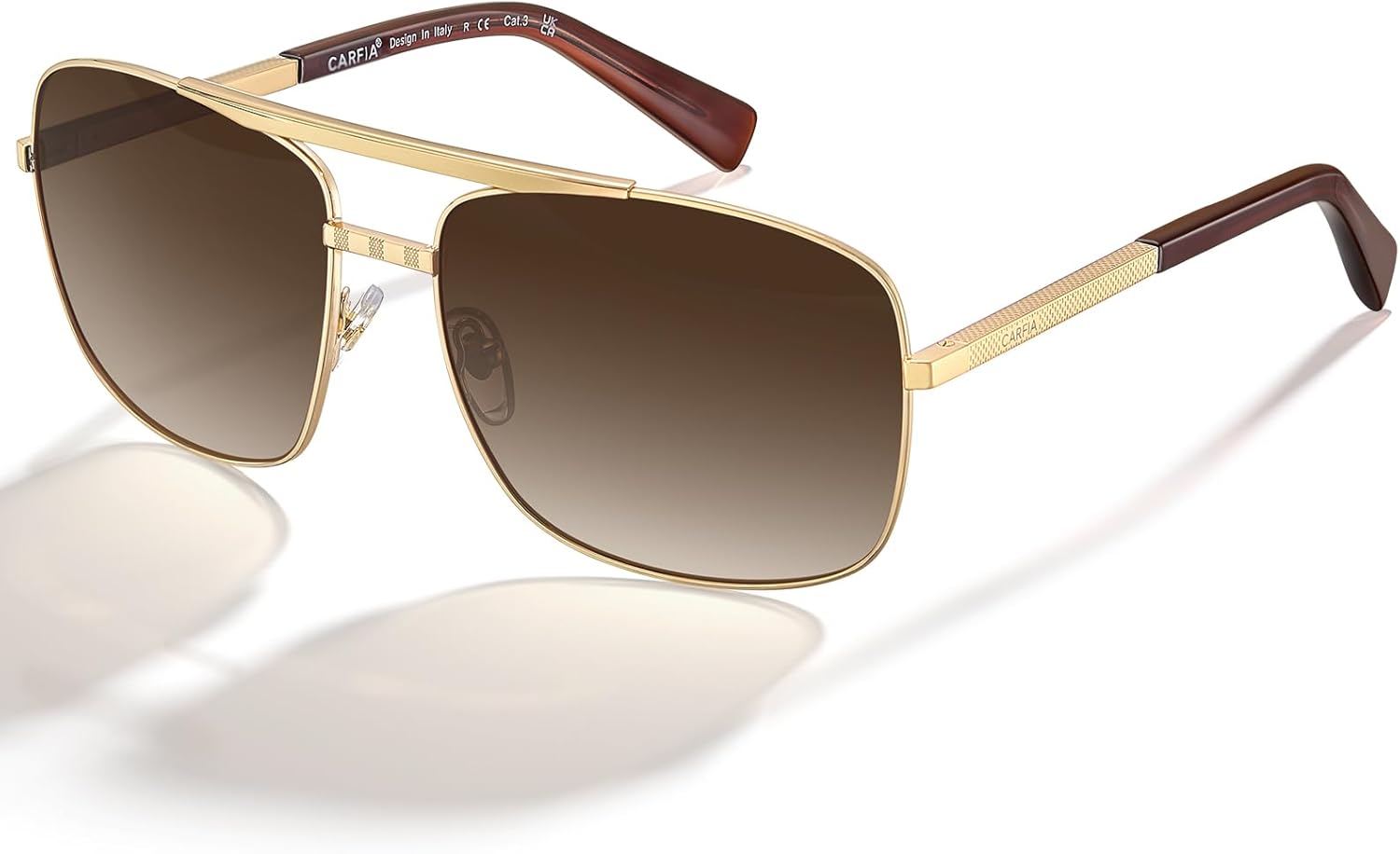 CARFIA Pilot Polarized Sunglasses for Men UV Protection Classic Double Bridge Anti-Glare Driving Shades with Spring Hinges