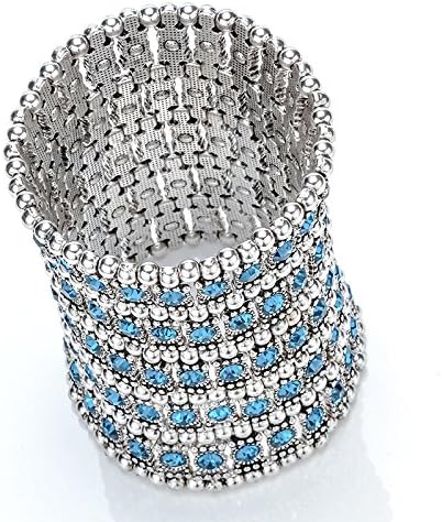 Szxc Womens Ballroom Rhinestone Stretch Cuff Bracelets Fit Wrist Circumference from 6.5" to 7.8" - Lead & Nickle Free - Image 3