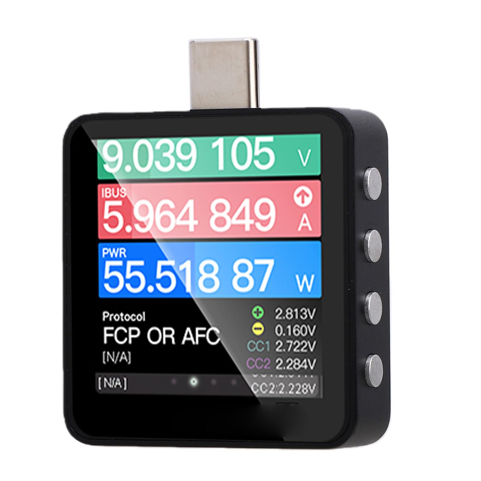 USB C Szybki Tester Ładowania z 1.54-calowym Ekranem IPS i 20-bitowym Miernikiem Napięcia/prądu ADC do Diagnostyki ładowarek PD3.1, QC5.0, IOS 140W.