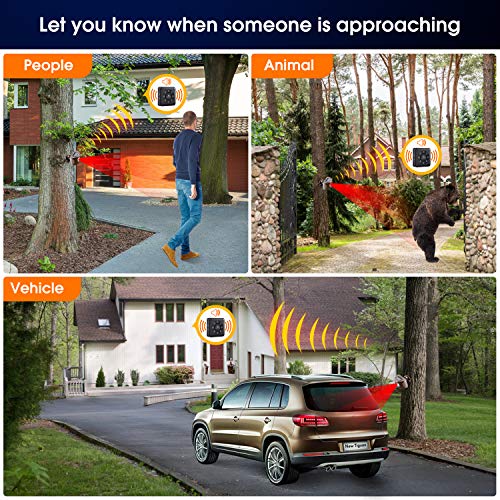 Emacros Pairable 1/2 Mile Long Range Solar Wireless Driveway Alarm Indoor Outdoor Weatherproof Motion Sensor&Detector Security Alert System (No Sensitivity Switch) #TOP3