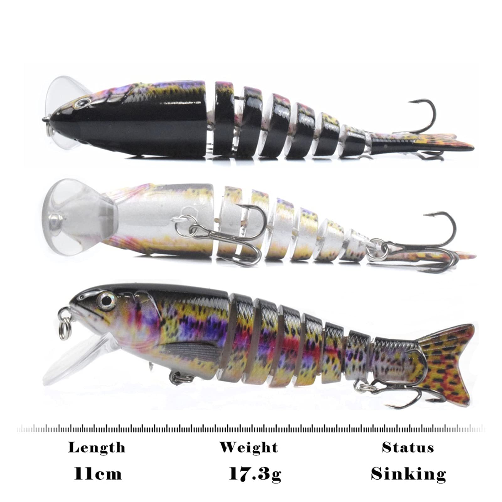 Señuelos de Pesca Señuelos de Pesca hundimiento Wobblers Conjuntos de Pesca señuelos de Pesca 8 segmentos Minnow Cebos Artificiales Pesca Tackle 5pcs/ Caja Cebos Artificiales