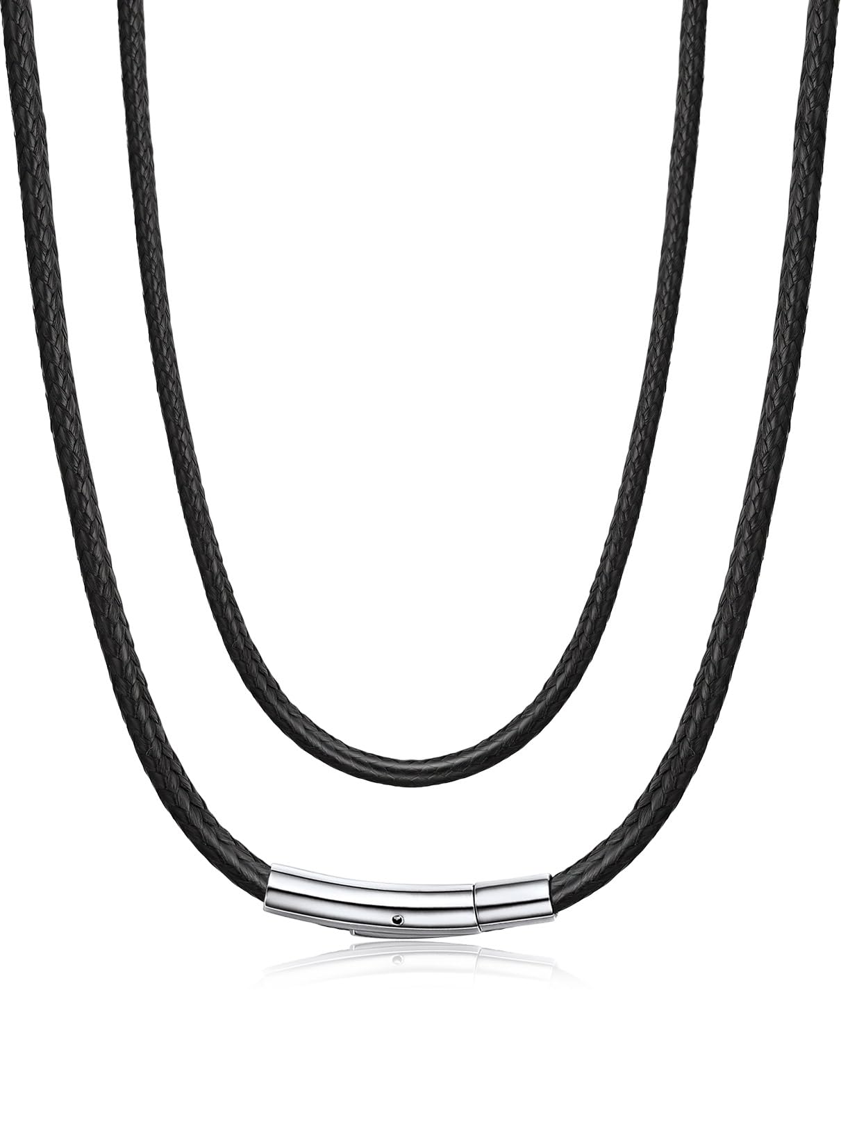 Bandmax 2MM/3MM Wax Rope Chain Necklace for Men Women Durable Waterproof Black/Brown Leather Cord Chains for Pendant, Customizable Clasp, Length 16"-