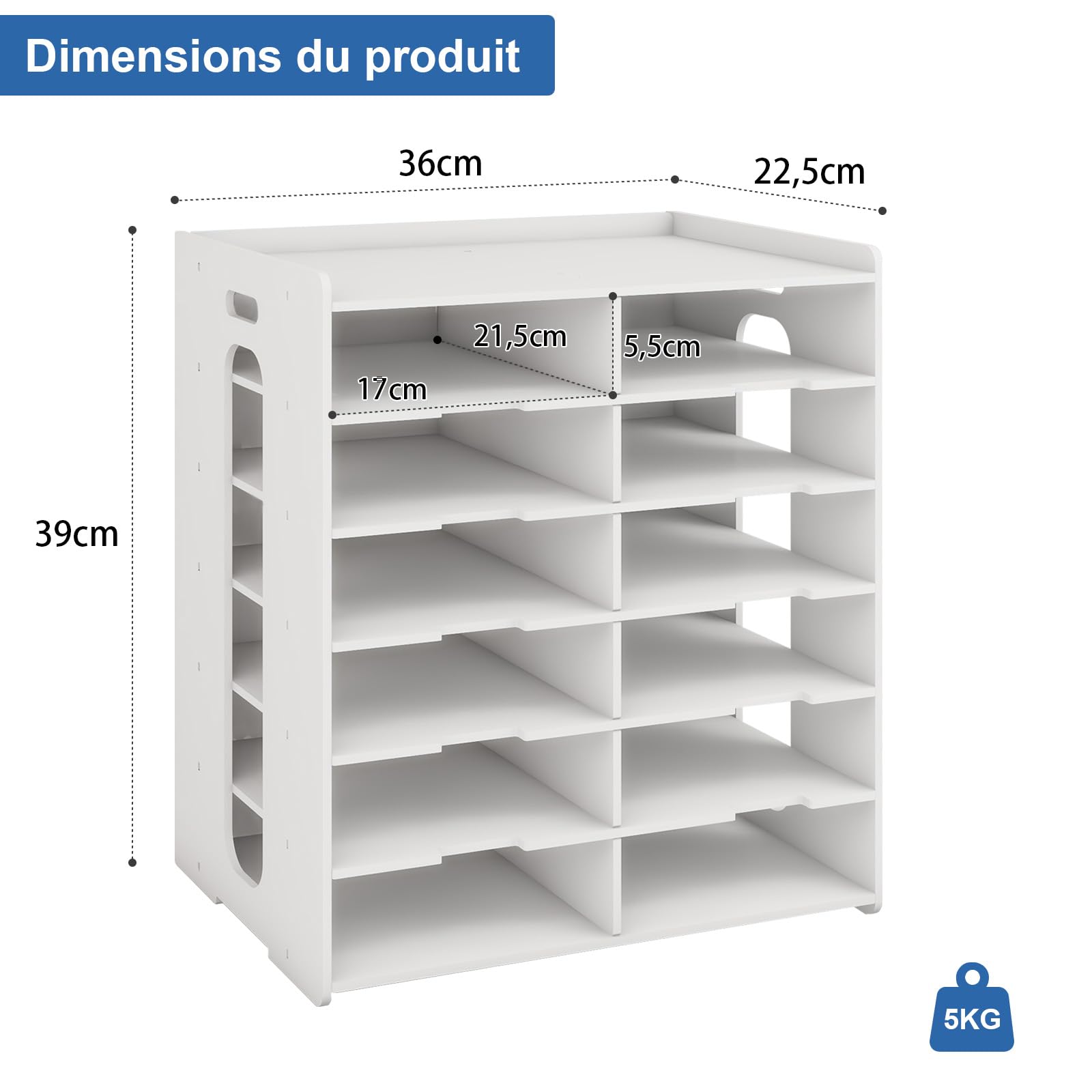 PUNCIA 12 Compartiments de Taille A5 Organisateur de Facture en PVC | Bac à Courrier Boite Rangement Administratif Boîte de Fourniture Cahier de Compte Banette de Ticket Billet pour Bureau Maison