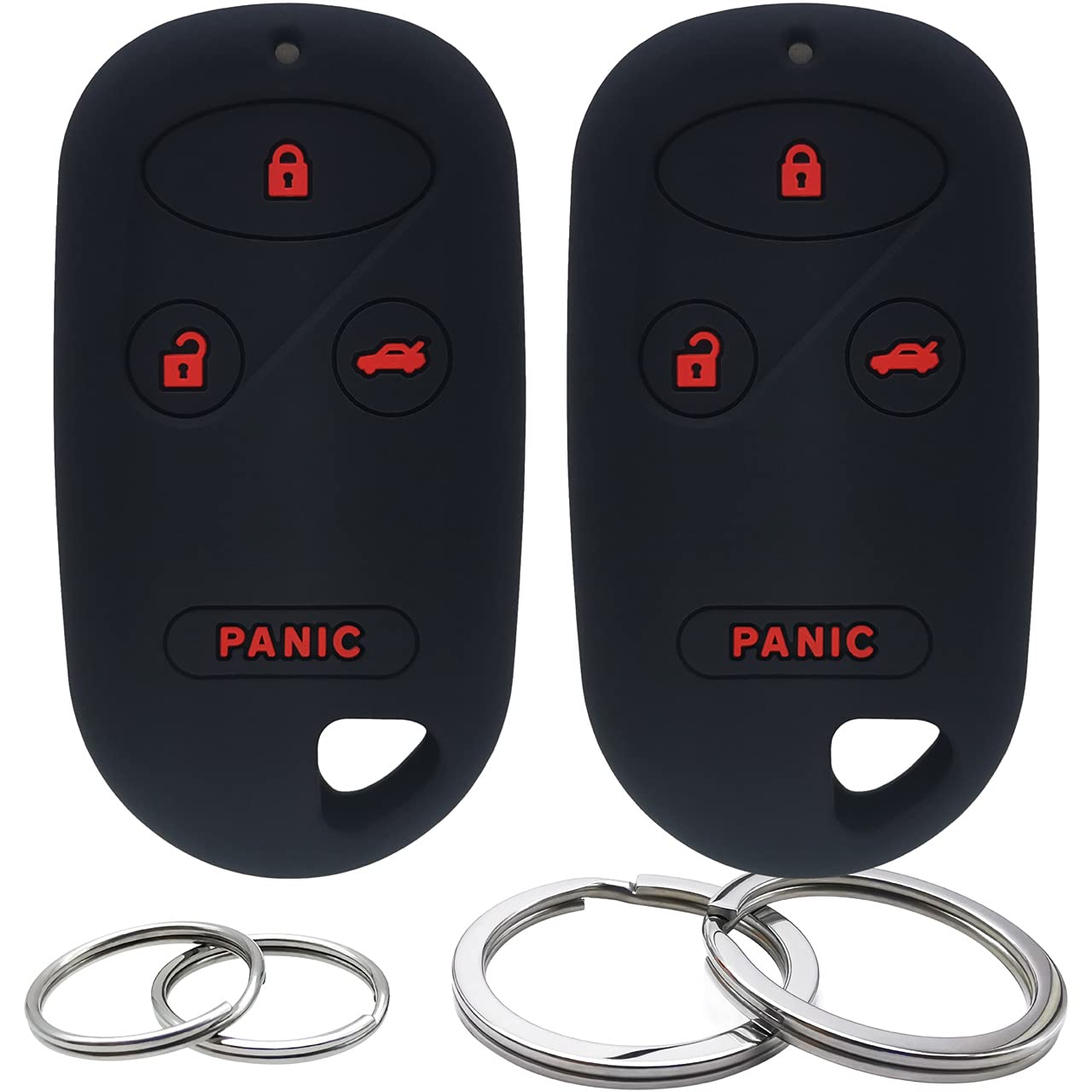 2-Pack Key Fob Case Cover For Honda Accord, Civic, CR-V, Pilot - Black & Blue
