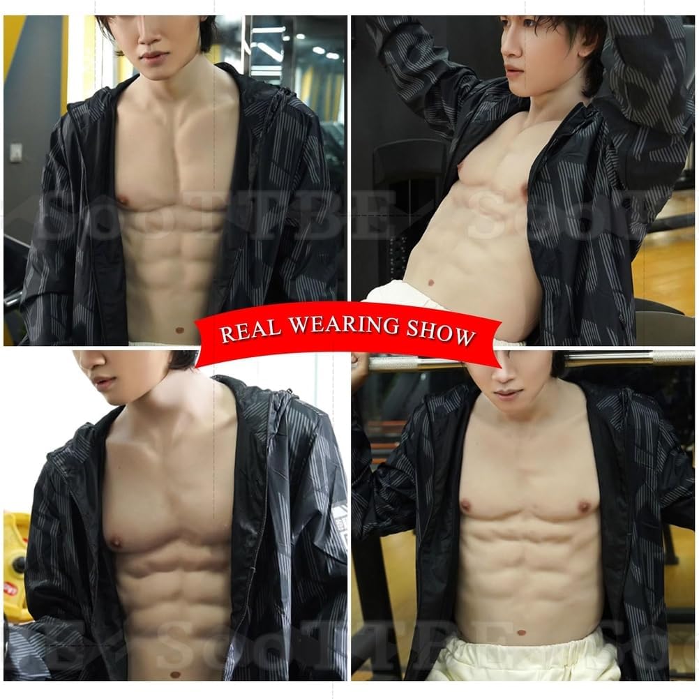 Realistic Silicone Male Chest Half Body Suit A Stronger Look Simulation Pack Vest Costume for Men Halloween Costumes