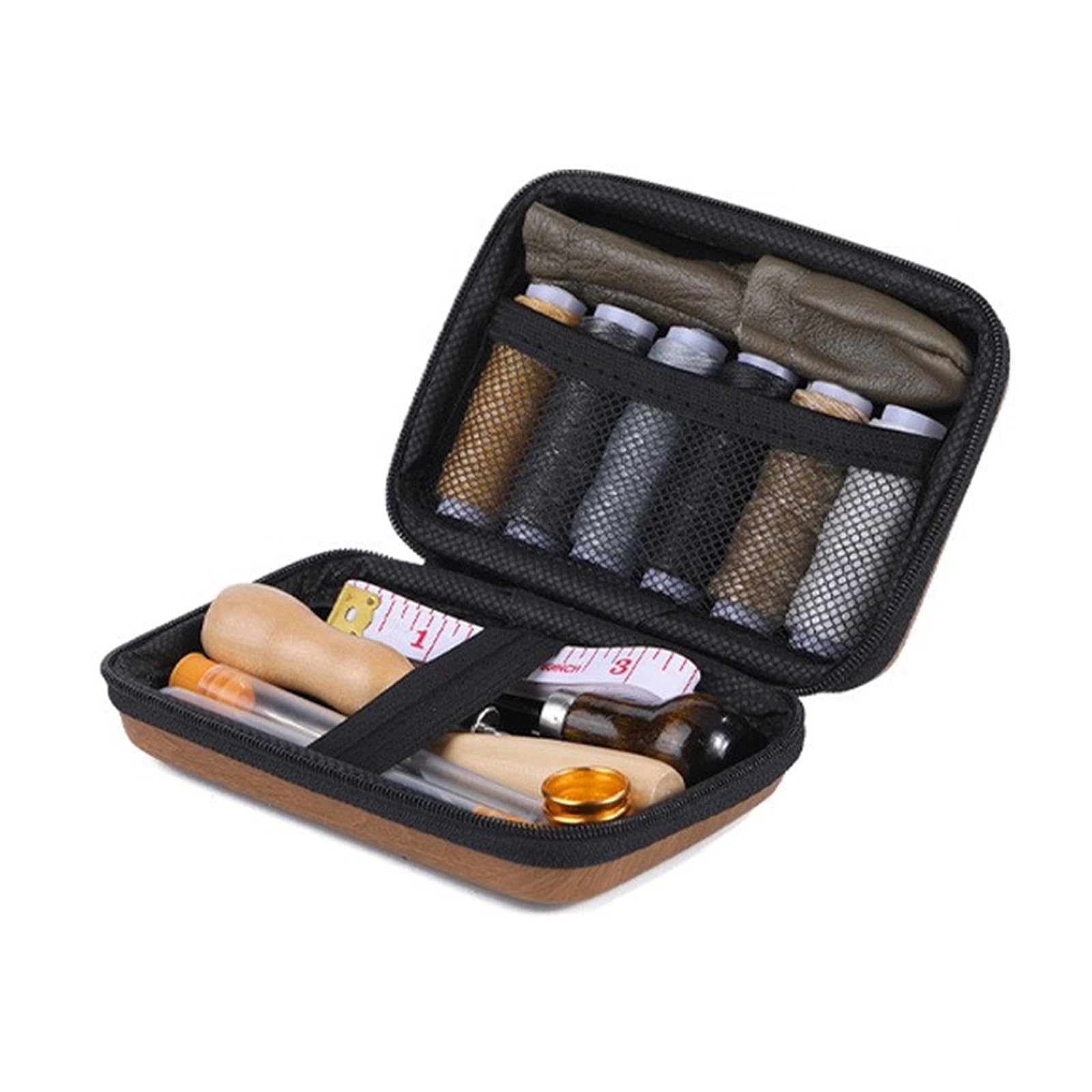 MRKU Herramientas para Trabajar el Cuero con Bolsa de Almacenamiento, Kit de Costura con Aguja Curva