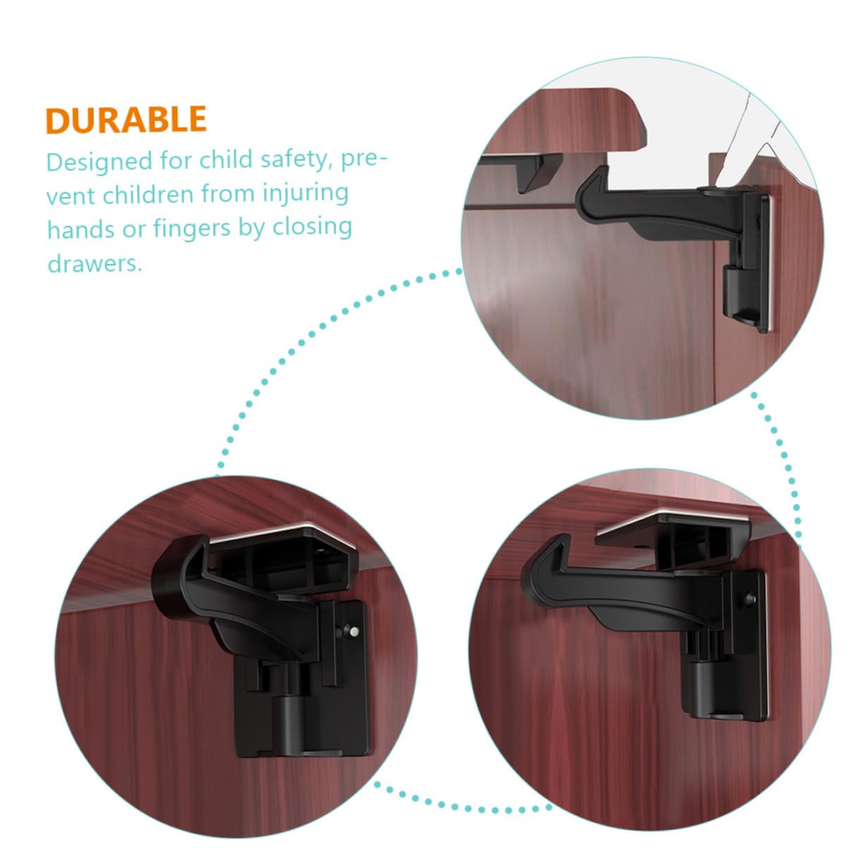 Cerraduras de Seguridad para Cajones a Prueba de Niños, Pestillos de Gabinete Abs Negro, Multiusos para Sala, Cocina y Dormitorio, 10 Unidades para Protección Infantil