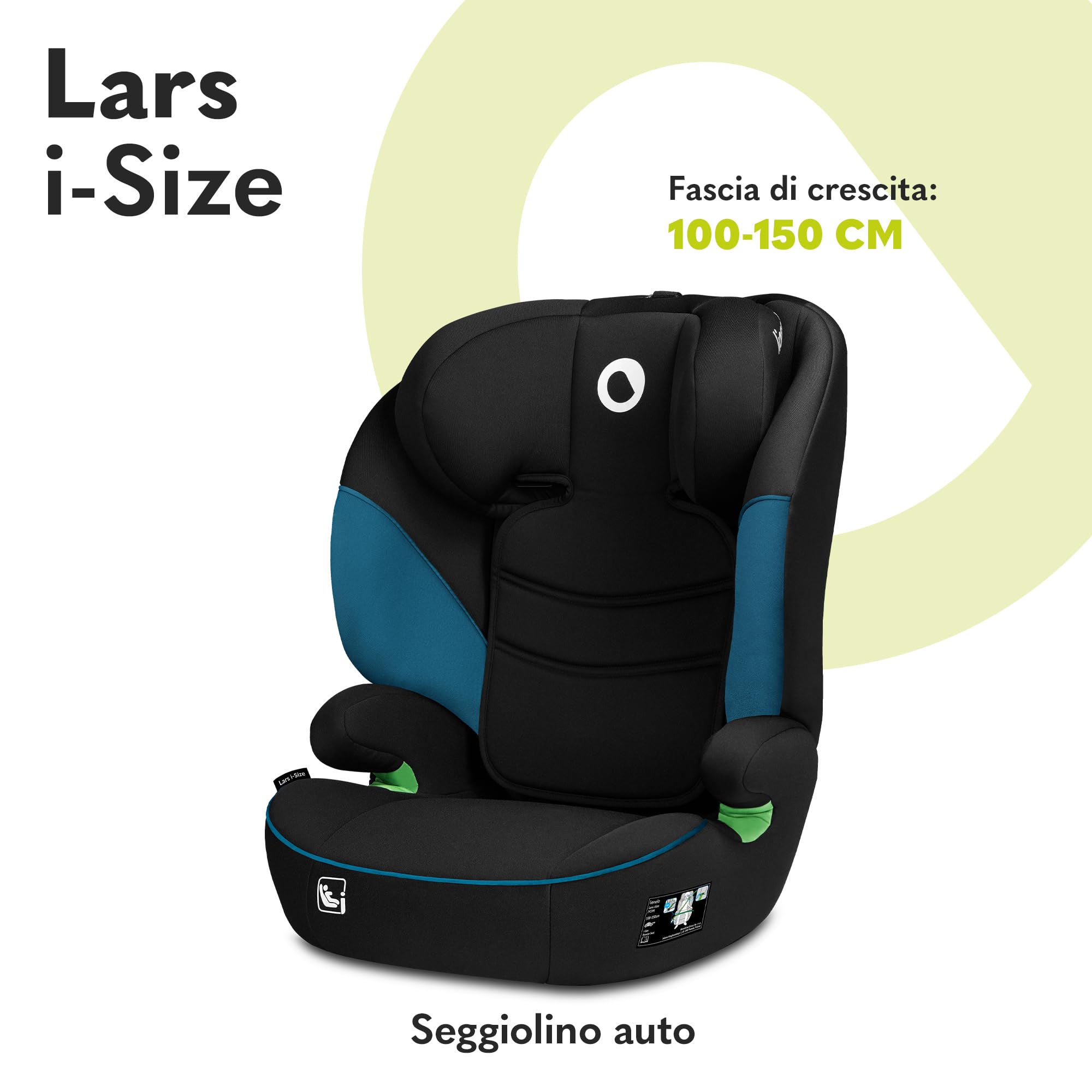 Lionelo Lars i-Size Seggiolino Auto con l'ultima Norma i-Size R129 per bambini (100-150cm/4-12 anni) Protezioni laterali, Poggiatesta regolabile, Leggero e facile installare, Opzione Solo rialzo auto