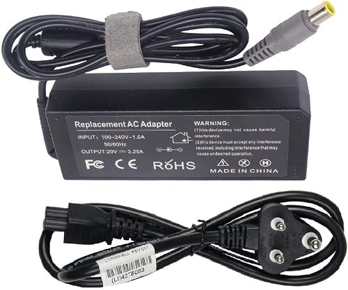 SellZone Laptop Adapter Charger for IBM Lenovo Thinkpad T430S 2352, T430S 2353, T430S 2355 (Power Cord Included) 20V 3.25A 65W Pin Size 7.9mm x 5.5mm