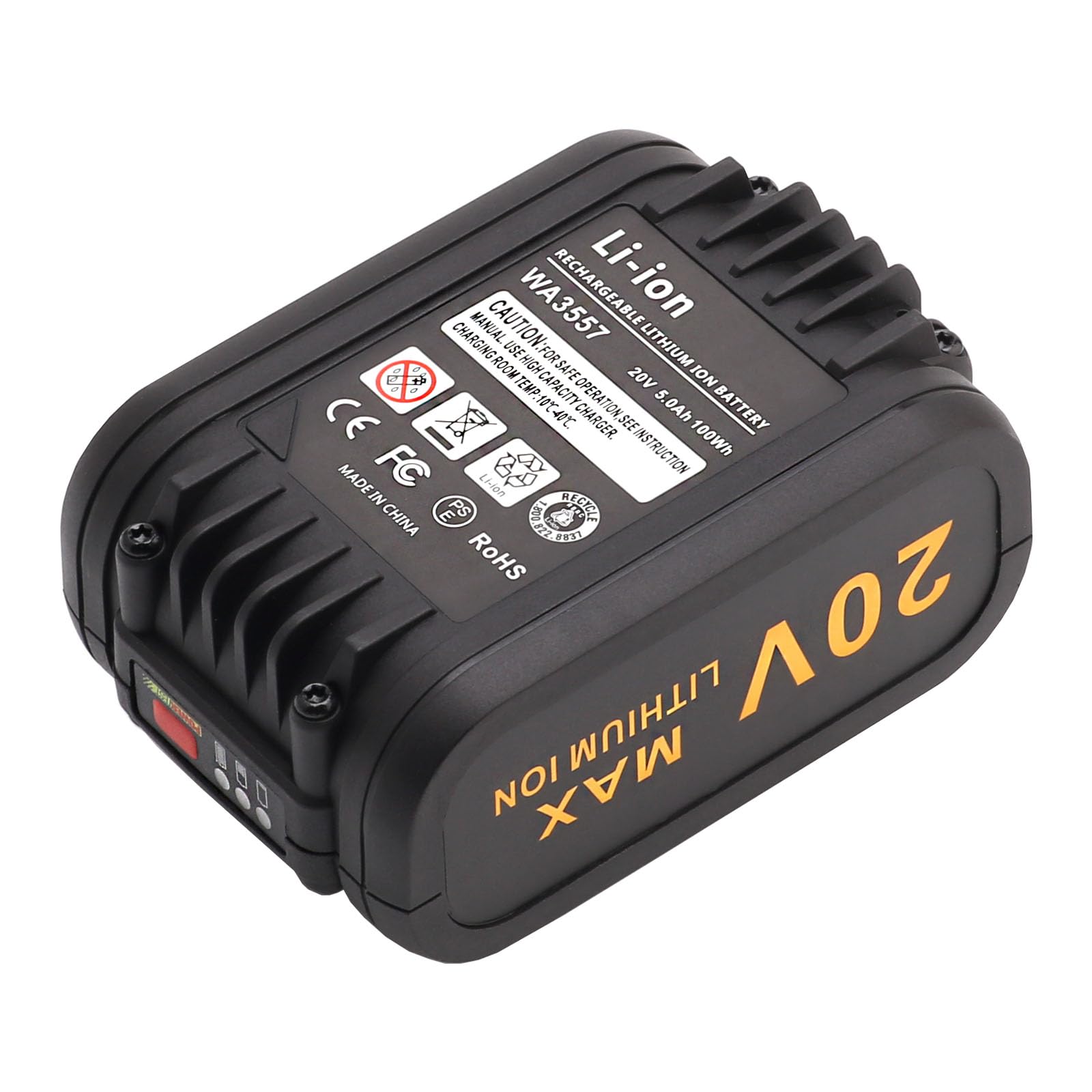 Batteria di ricambio da 5000mAh per Worx WA3553 18V (20V MAX) Ricaricabile – Compatibile con Worx 20V WA3553, WA3551, WA3556, WA3551.1, WA3644, WA3572, WX390, WX176, WX178