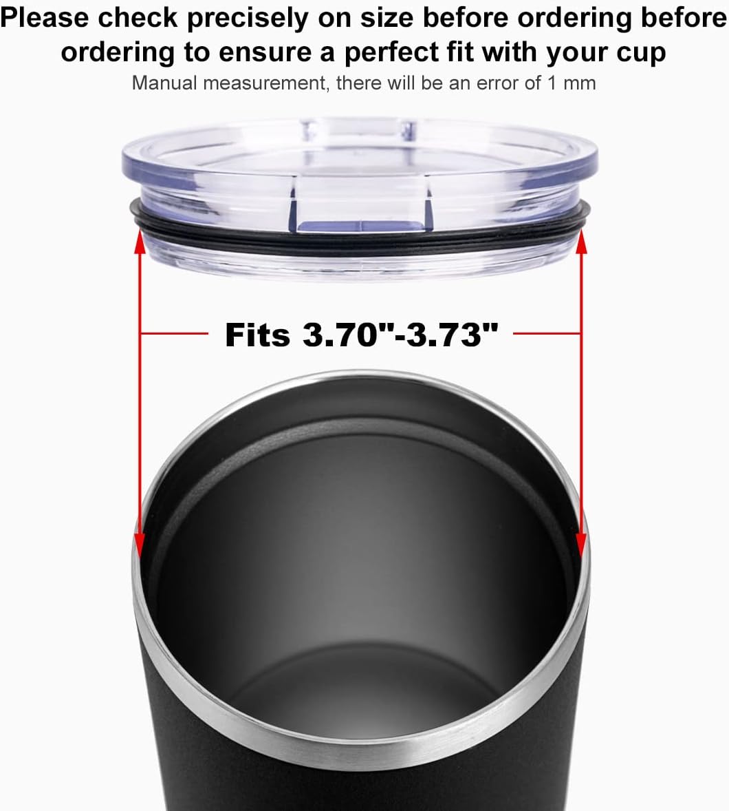 koodee 30 oz Tumbler Lids, Fits for 30Oz YETI Rambler, Ozark Trail and More, 2 Pack Spill-proof Lids,Covers for 30 Ounce Tumbler,Cup (Black)
