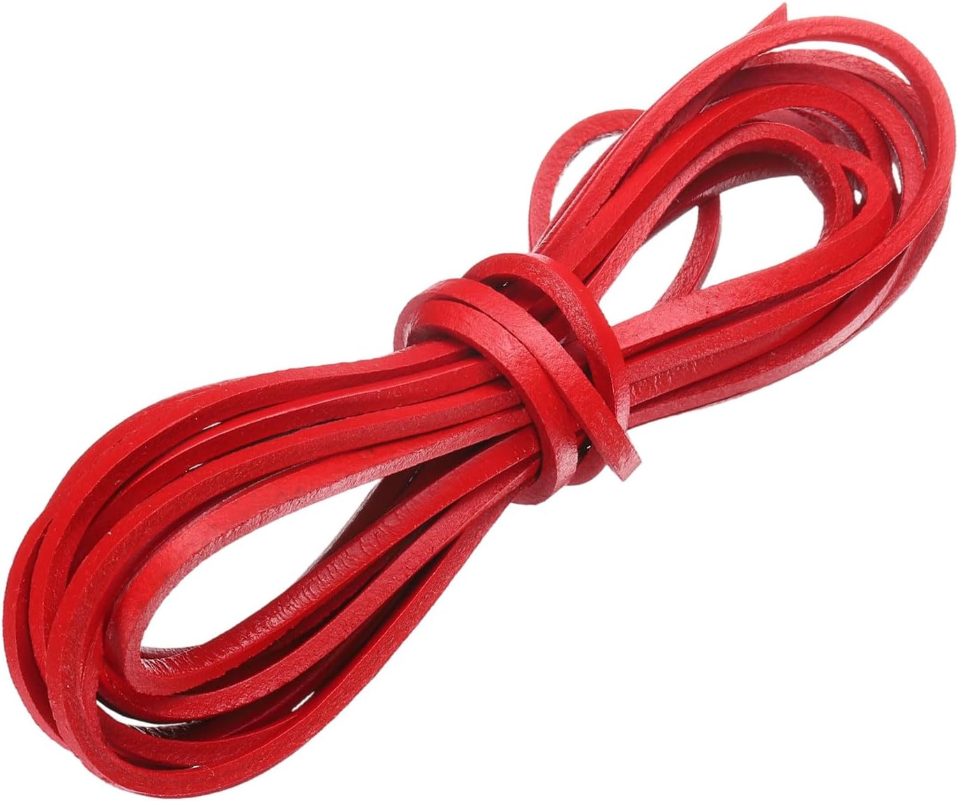 sourcing map Flat Leather Cord, 3.3 Yard 3mm Leather String Strips Lacing for DIY Crafts Making Bracelet Purse Strap, Red