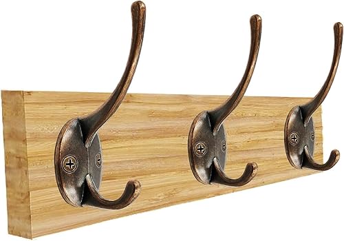 Miniatura 3 de Gancho de ropa chapado en aleación de zinc y bronce rojo con 2 ganchos por pieza, 10 piezas por paquete (bronce rojo, 10 piezas)