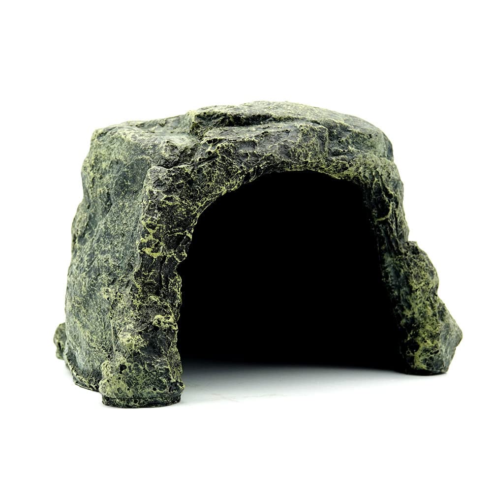 Steinhöhle Shelter versteckt Schildkröte Haus für Reptil Schildkröte Frosch Zoo Aquarium Dekoration Ornament für kleine Eidechsen Schildkröten Amphibien Fische. (B)