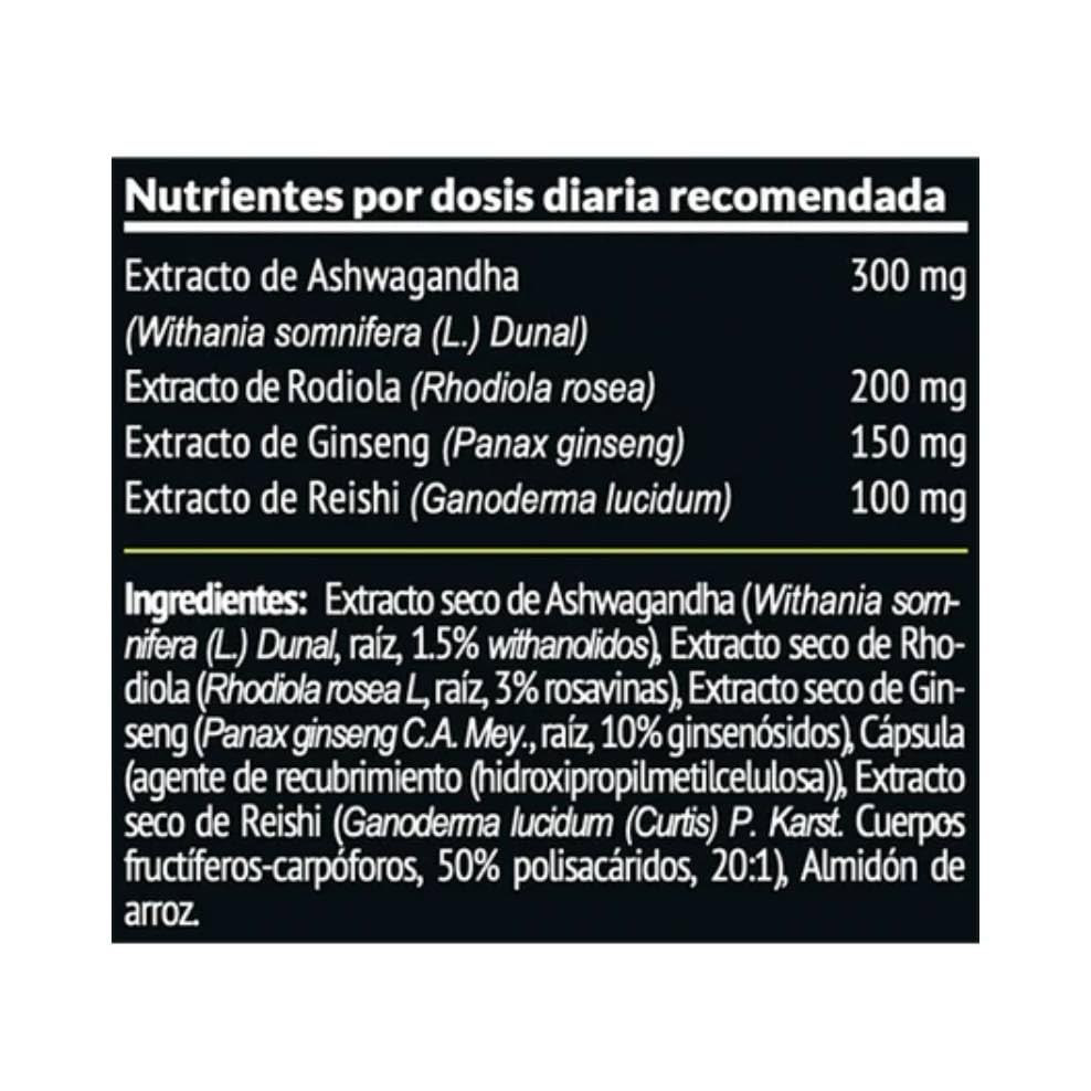 Napuka Paleobull 30 cápsulas vegetales, con ashwagandha, rodiola, ginseng y reishi, fórmula adaptógena sin gluten ni lactosa, apoyo diario para energía, vitalidad y bienestar.