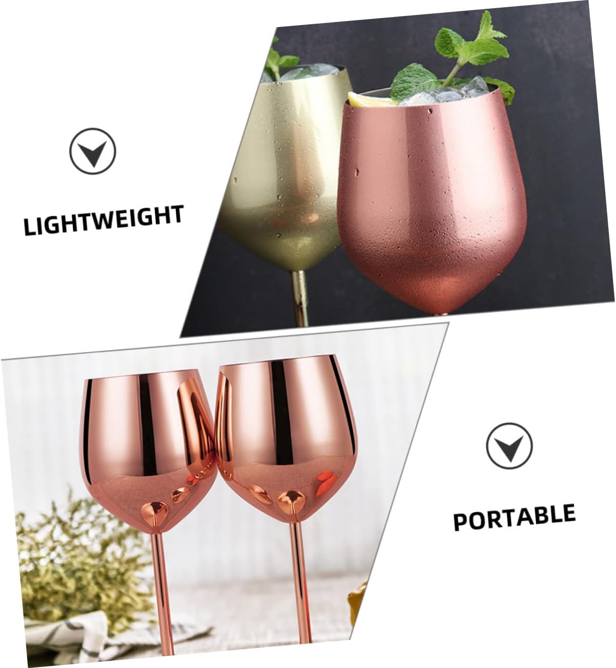 Cabilock 2pcs Stainless Steel Wine Goblets Elegant Cocktail Stemware for Weddings Parties and Anniversaries Easy to Clean Beverages