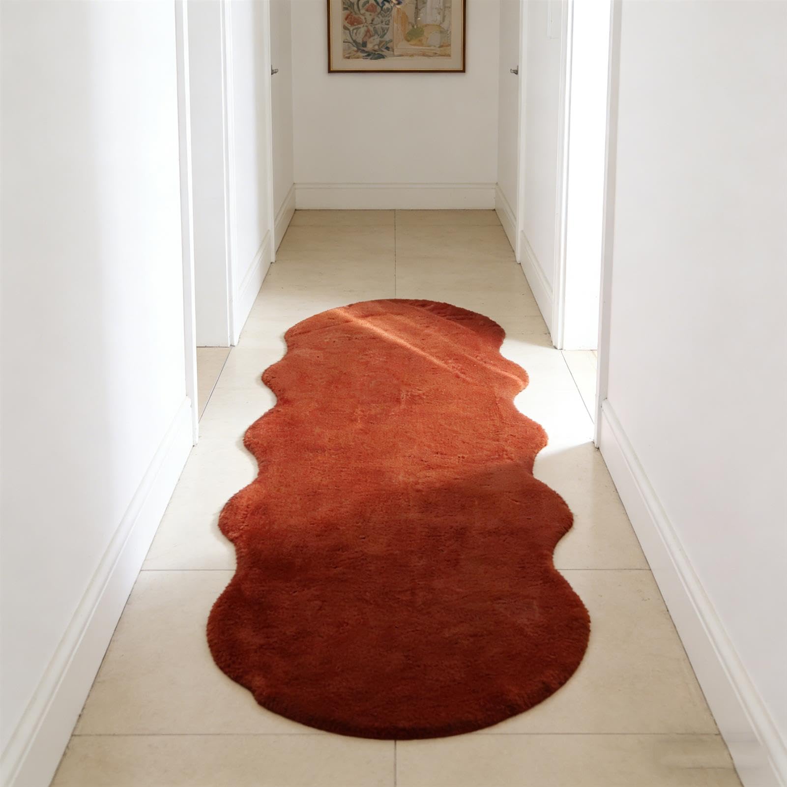 GueTTO Fluffy Faux Fur Bedroom Runner Rug - White Wavy Edge Soft Shaggy Non-Slip Plush Carpet, Cozy Decorative Floor Mat for Living Room & Bedroom, Warm Long Comfortable Rug,Brown,60x200cm — image 1