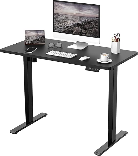 FLEXISPOT Electric Height Adjustable Standing Desk Sit Stand Desk Adjustable Desk Stand Up Desk with Memory Smart Pannel EF1 SERIES(140 * 70cm, Black Frame+black Desktop)