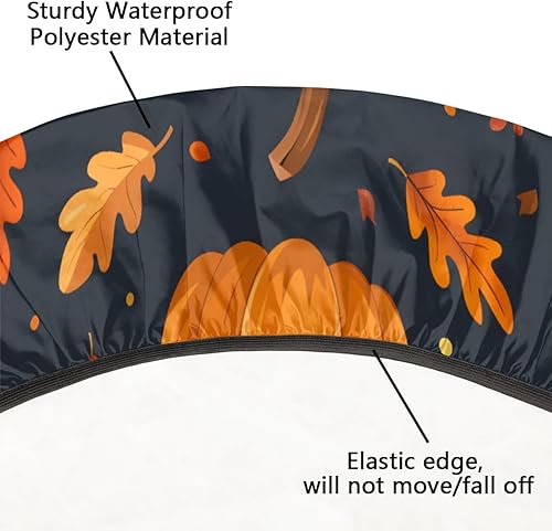 Vista 283 de Pardick Mantel redondo elástico con diseño de hojas de otoño, mantel redondo ajustable de 36 a 42 pulgadas, mantel circular impermeable, lavable