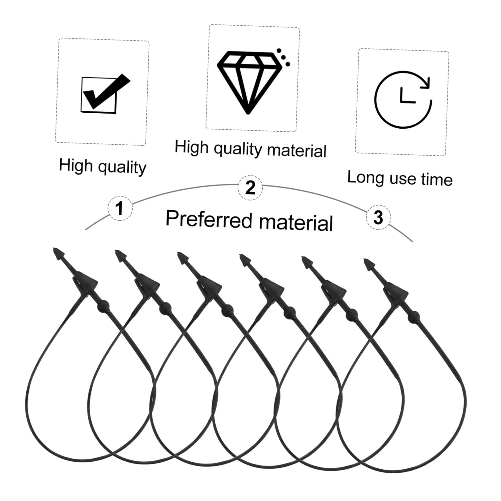 BELLIFFY 5000pcs Plastic Sling Tagging Fasteners Fastener Hook Tie Loop Lock Fasteners Tag Fastener Tag Pin Tags Loop Fasteners Security Ties Fastener Tag Cord White Labels Tag Ties Black