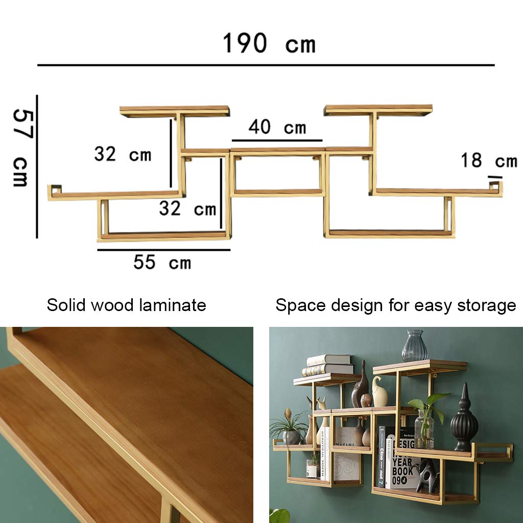 Estantes de Almacenamiento de Madera, Estantes Flotantes Nórdicos de Hierro Forjado, Gancho Oculto, Diseño de Barandilla, Decoración de La Sala Estante de Exhibición