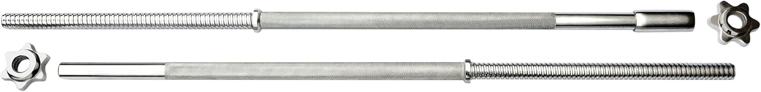 Marcy 6 ft. Two-Piece Standard Weight Bar with Threaded Spin Lock Collars for 1-inch Weight Plates Free Weights Accessory for Home Gym TRB-72.2