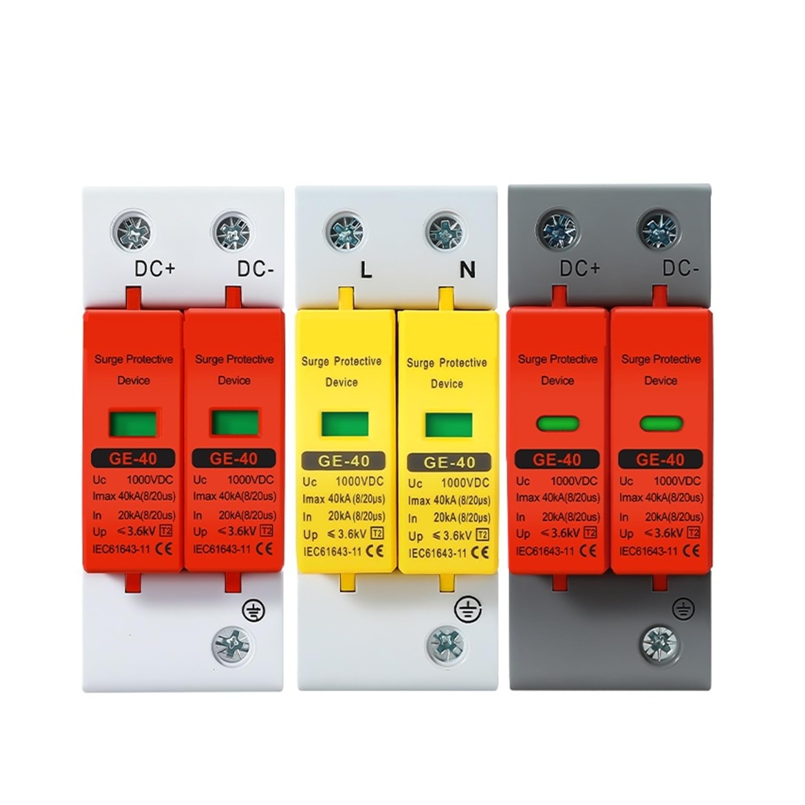 SPD 2P protector contra sobretensiones doméstico de bajo voltaje CC 600V bicolor 6