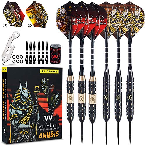 Whimlets Darts Metal Tip Set for Dart Board - The Zero Fail Professional Grade Dart Set with LaserLight Flight - 6 Pro Reinforced Steel Tip Darts Set, Shafts, Flights, Case, Sharpener, Tool
