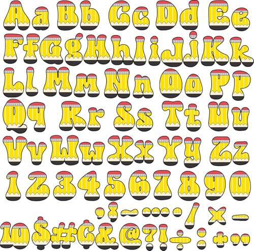 260 PCS Bulletin Board Letters for Classroom 4â€ Letters Combo Pack Set Pencil Checkered Car Classroom Decorations Alphabet Numbers Symbols Letters for Bulletin Board Cutouts Card for Classroom Decor