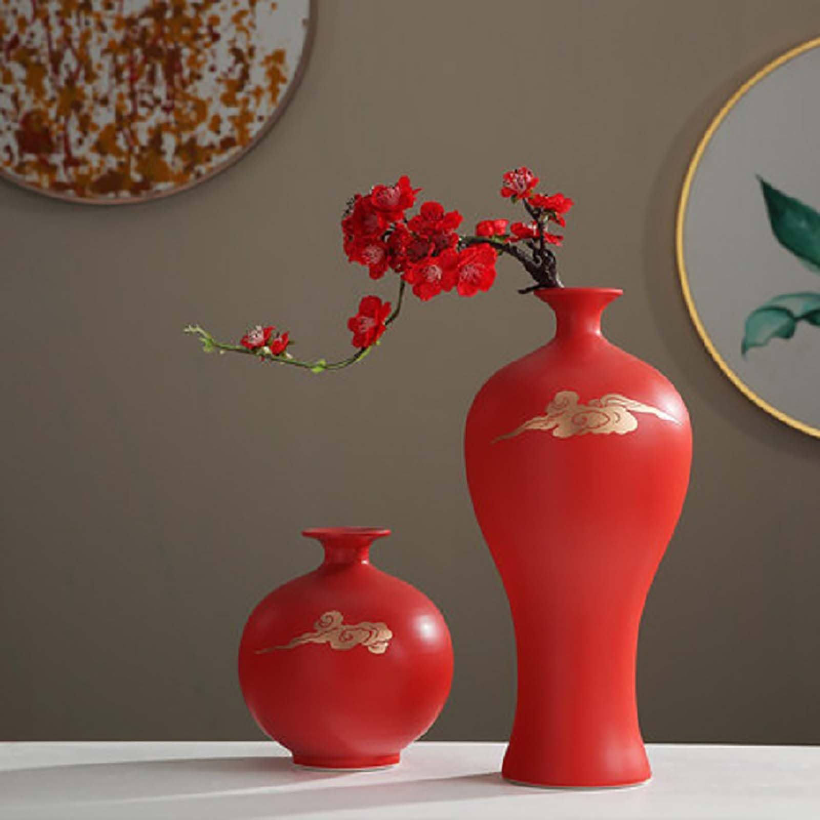 中国 赤い 花瓶 Amazon.co.jp: 花瓶 中国赤 中国の花瓶 フラワーアレンジメント