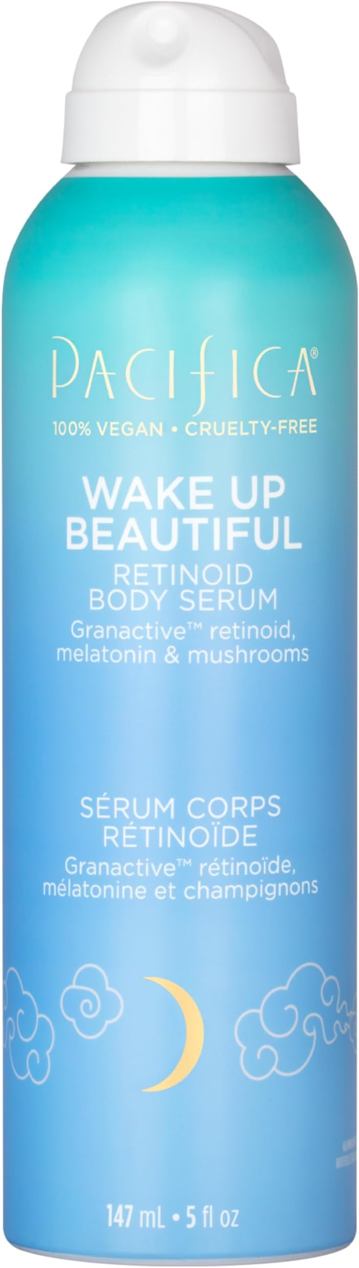 Pacifica Spray Lotion for Body - Wake Up Beautiful Body Serum – Overnight Retinoid Body Treatment, Spray-On Hydrating Serum with Granactive Retinoid, Mushrooms & Melatonin, Plumps & Renews Skin, Vegan