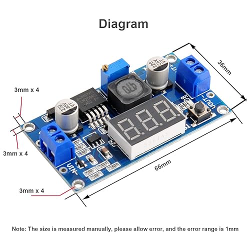 Miniatura 5 de 3PCS LM2596 DC a DC Buck Convertidor 4-40V a 1.25-37V Regulador de Voltaje Ajustable Módulo Reductor con Voltímetro LED Pantalla 3A