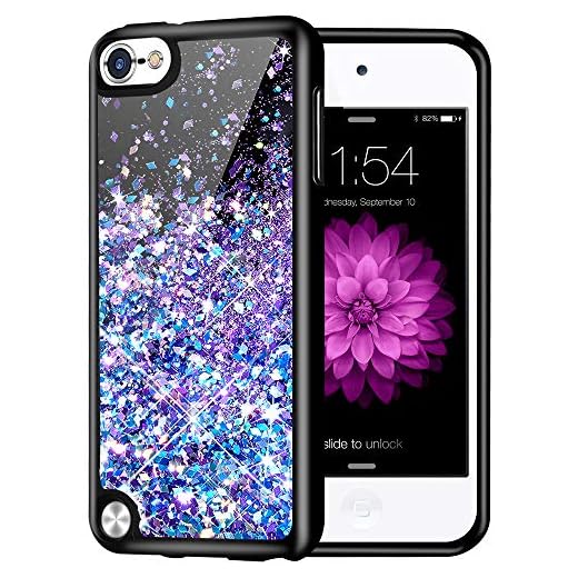 Caka iPod Touch 5 6 7 Case, iPod Touch 7th Generation Glitter Case for Girls Women Luxury Fashion Bling Flowing Liquid Floating Sparkle Glitter Soft TPU Case for iPod Touch 5 6 7 (Blue Purple)