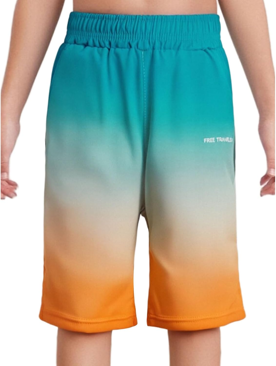 TTAO Boys' Quick-Dry Swim Trunks Gradient Colors Elastic Waistband Beach Pool Surfing Shorts